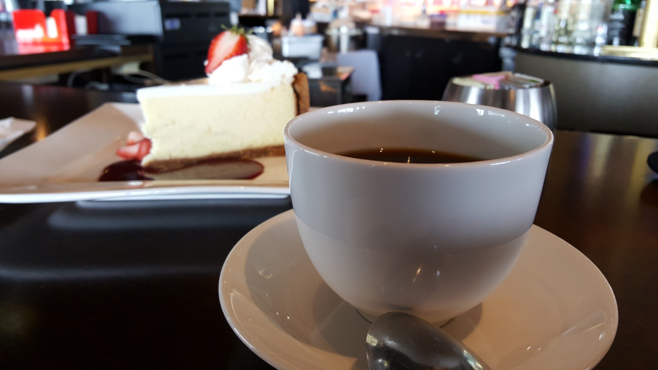 Coffee and cheesecake photo